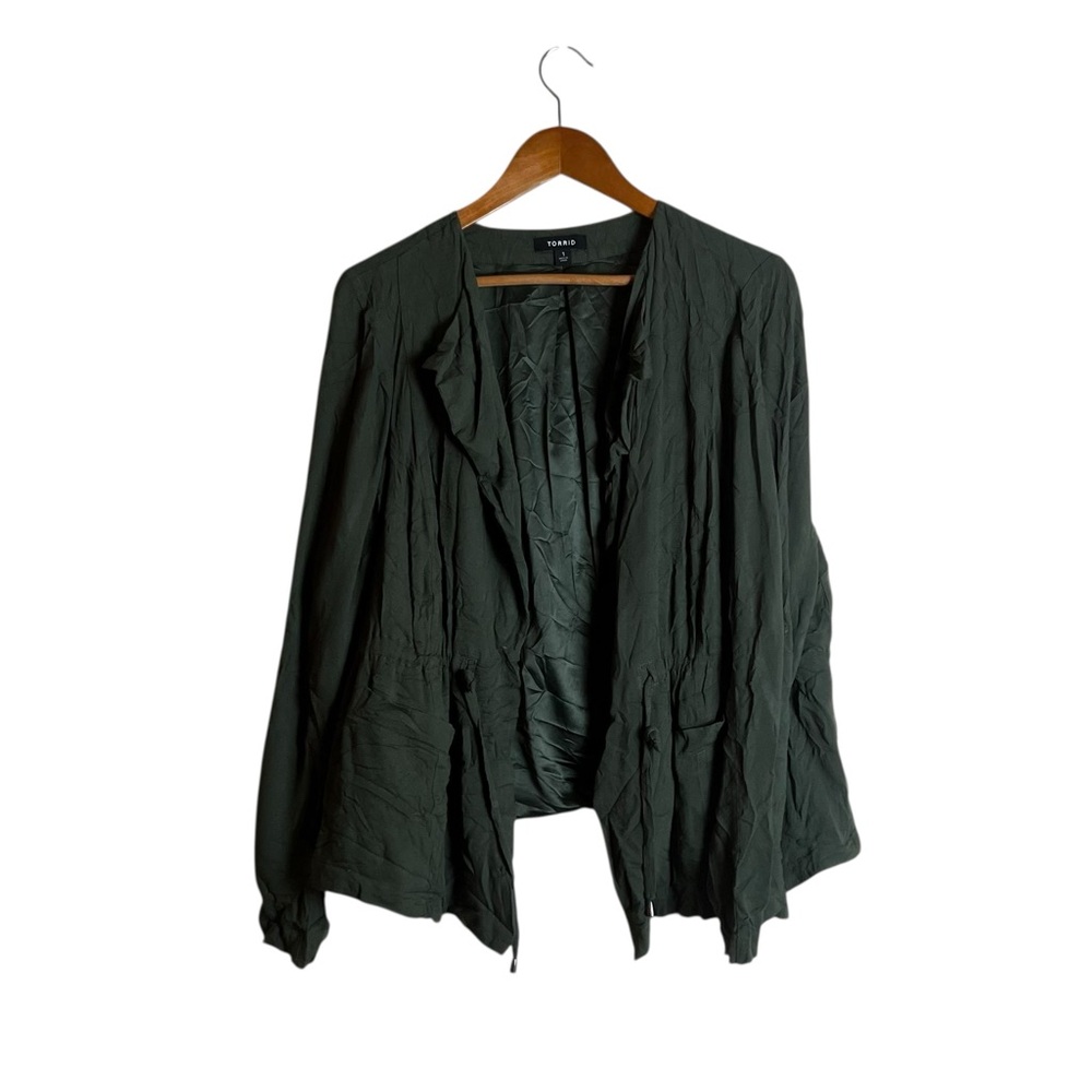 Torrid green drape coat. Size 1X